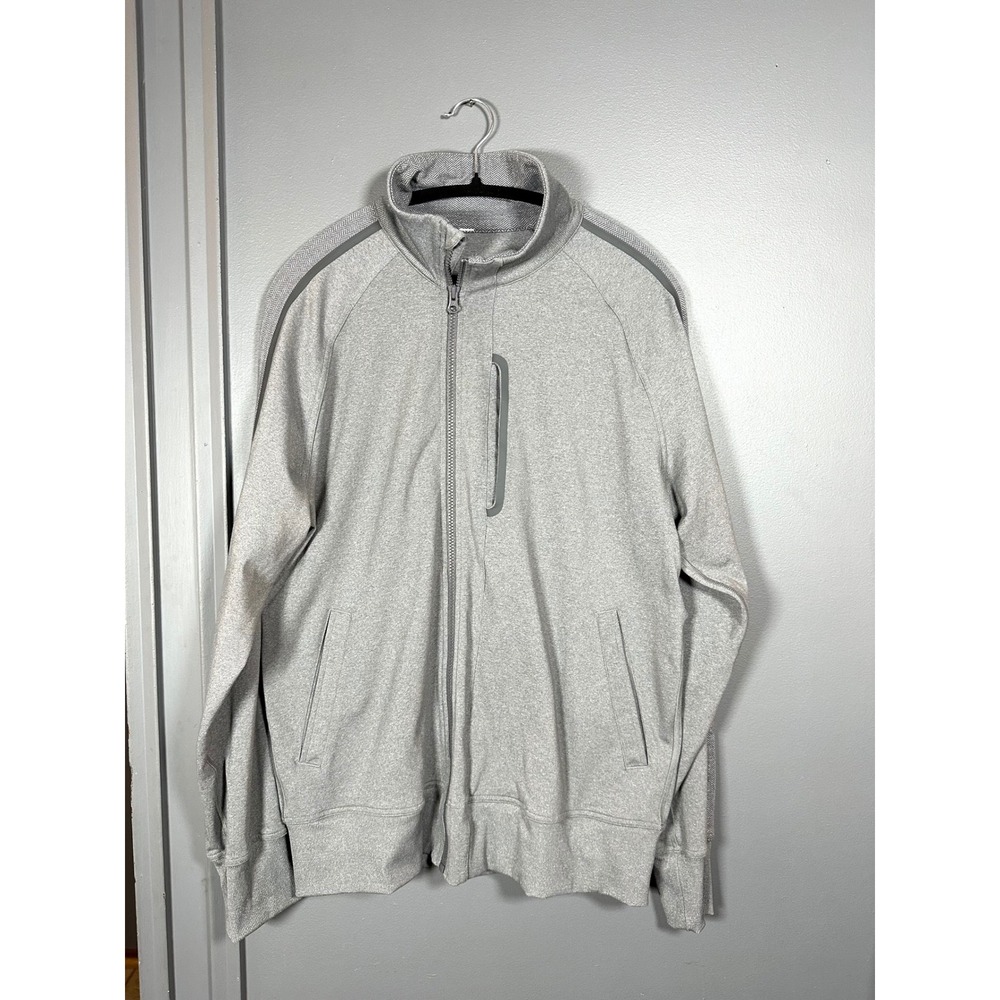 Lululemon Mens L Kung Fu Jacket II Heathered Slate Luon Herringbone full zip